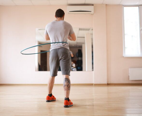 Spinning a hoop helps a man improve potency